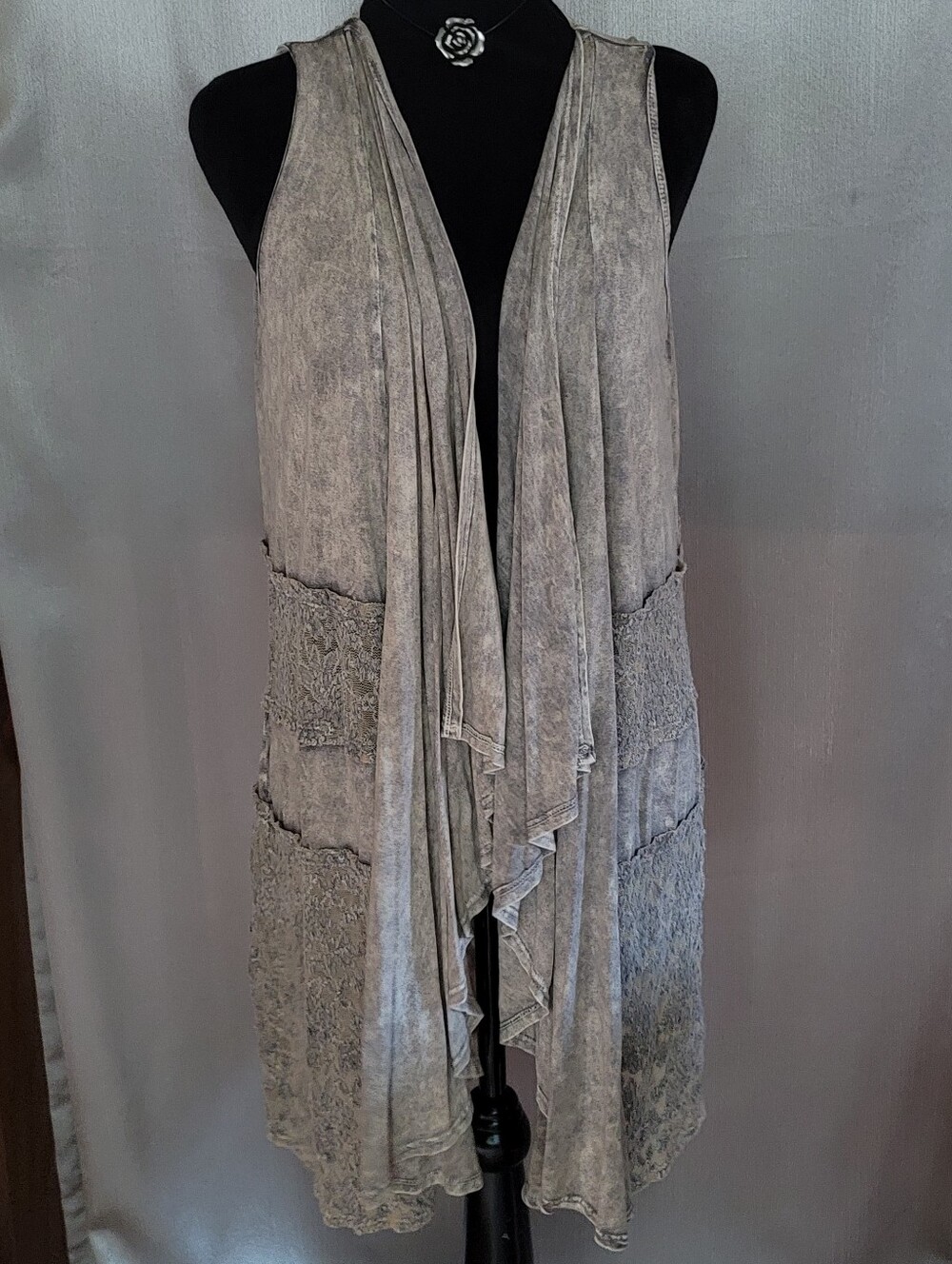 Gray Draped Boho Vest - Versatile Layering Piece
